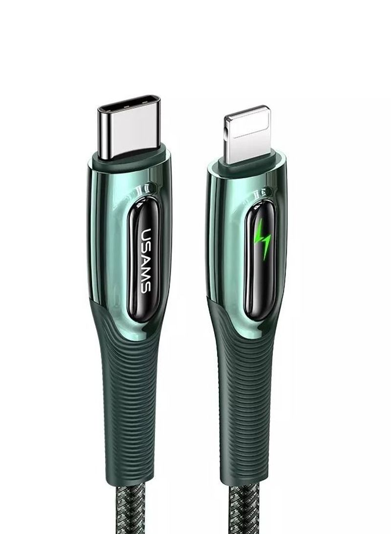 Usams TypeC To Lightning Smart Poweroff 20W PD Cable Green