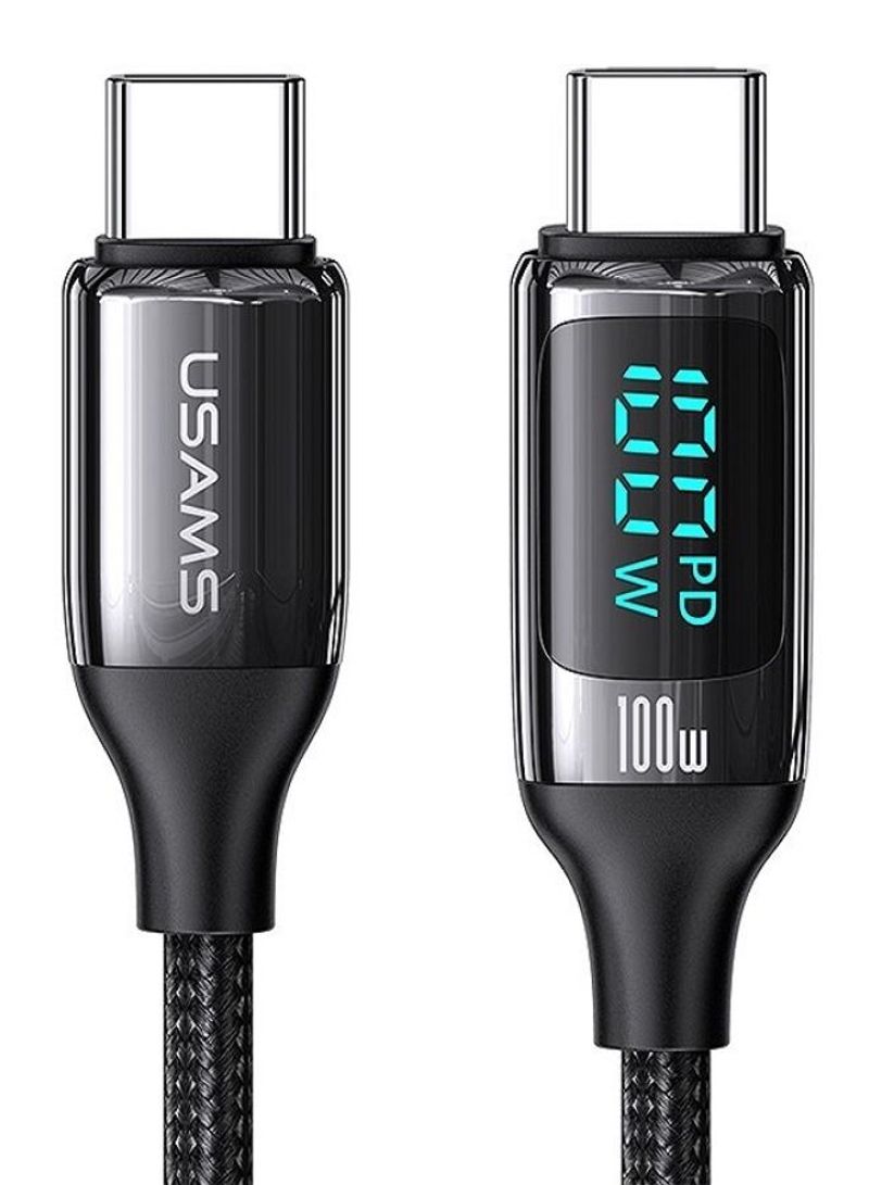 U78 TypeC To TypeC 100W Digital Display PD Fast Charging  Data Cable Zinc Alloy Plug Braided Cord For IphoneIpadMacbook 2 meters