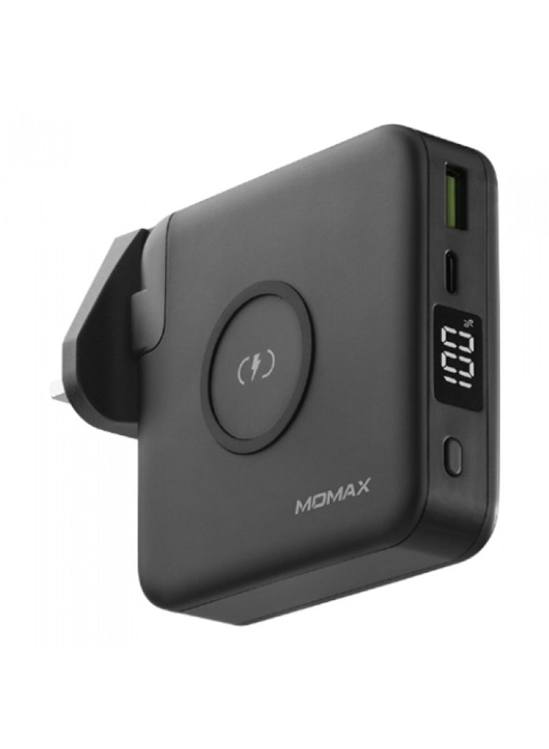 10000 mAh Q Power Plug Wireless Portable PD Charger Black