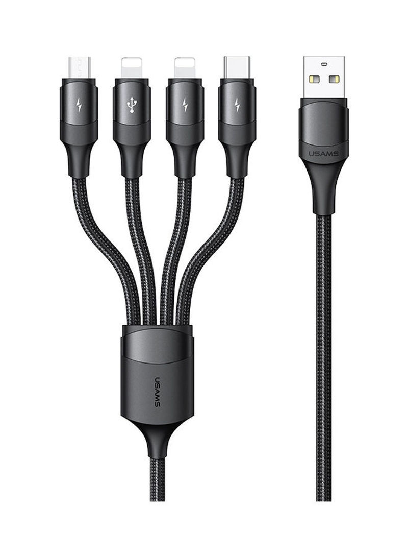 4 in 1 Fast Charging Aluminum Alloy Multi Function USB Data Cable Black