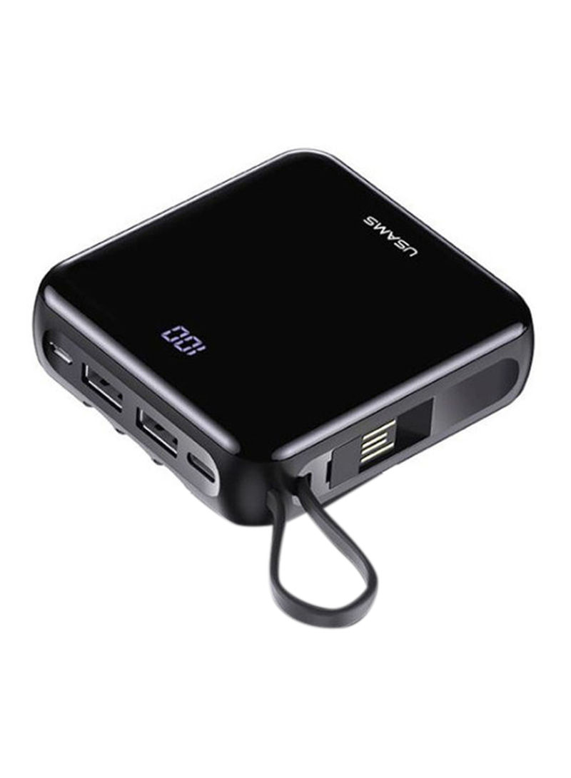 10000 mAh LED Display Mini Power Bank Black