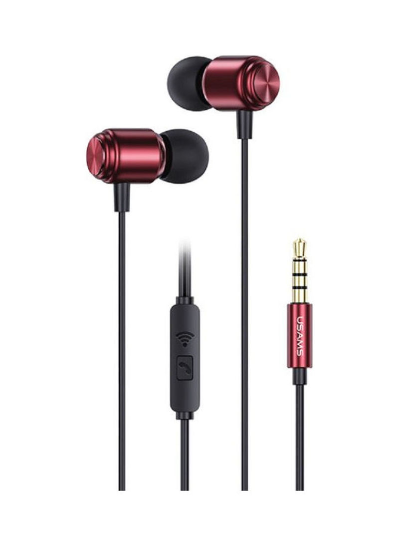 Inear Earphone With  Mic Red