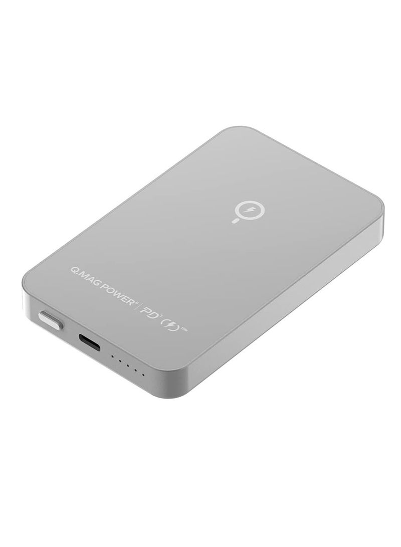 QMag Power 7 Magnetic Wireless Battery Pack 10000mAh Silver
