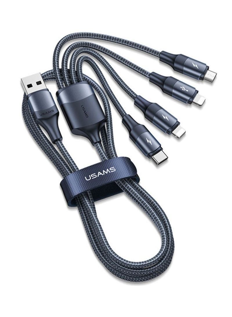 4in1 Aluminum Alloy Durable Fast Charging Data Cable Blue